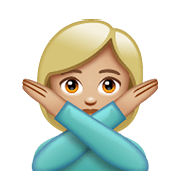 Emoji 🙅🏼 Persona Che Fa Segno Di No: Carnagione Abbastanza Chiara su WhatsApp 2.19.352.