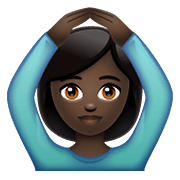 🙆🏿 Emoji Person mit Händen auf dem Kopf: dunkle Hautfarbe WhatsApp 2.19.352.