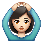 🙆🏻 Emoji Person mit Händen auf dem Kopf: helle Hautfarbe WhatsApp 2.19.352.