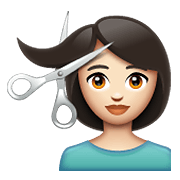 Émoji 💇🏻 Personne Qui Se Fait Couper Les Cheveux : Peau Claire sur WhatsApp 2.19.352.