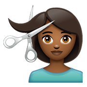 Émoji 💇🏾 Personne Qui Se Fait Couper Les Cheveux : Peau Mate sur WhatsApp 2.19.352.