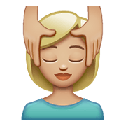 💆🏼 Emoji Person, die eine Kopfmassage bekommt: mittelhelle Hautfarbe WhatsApp 2.19.352.