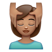 💆🏽 Emoji Person, die eine Kopfmassage bekommt: mittlere Hautfarbe WhatsApp 2.19.352.