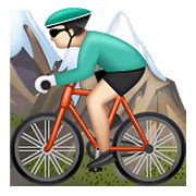 🚵🏻 Emoji Pessoa Fazendo Mountain Bike: Pele Clara na WhatsApp 2.19.352.