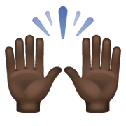 🙌🏿 Emoji zwei erhobene Handflächen: dunkle Hautfarbe WhatsApp 2.19.352.