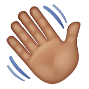 👋🏽 Emoji winkende Hand: mittlere Hautfarbe WhatsApp 2.19.352.