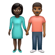👩🏿‍🤝‍👨🏾 Emoji Mann und Frau halten Hände: dunkle Hautfarbe, mitteldunkle Hautfarbe WhatsApp 2.19.352.