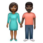 👩🏾‍🤝‍👨🏿 Emoji Mann und Frau halten Hände: mitteldunkle Hautfarbe, dunkle Hautfarbe WhatsApp 2.19.352.
