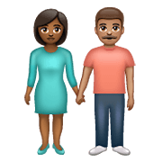 👩🏾‍🤝‍👨🏽 Emoji Mann und Frau halten Hände: mitteldunkle Hautfarbe, mittlere Hautfarbe WhatsApp 2.19.352.