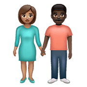 👩🏽‍🤝‍👨🏿 Emoji Mann und Frau halten Hände: mittlere Hautfarbe, dunkle Hautfarbe WhatsApp 2.19.352.
