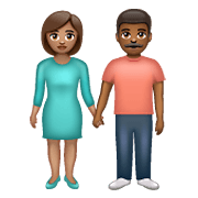 Emoji 👩🏽‍🤝‍👨🏾 Uomo E Donna Che Si Tengono Per Mano: Carnagione Olivastra E Carnagione Abbastanza Scura su WhatsApp 2.19.352.