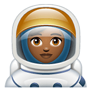 👩🏾‍🚀 Emoji Astronauta Mulher: Pele Morena Escura na WhatsApp 2.19.352.