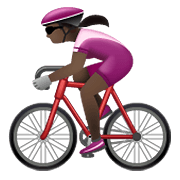 Emoji 🚴🏿‍♀️ Ciclista Donna: Carnagione Scura su WhatsApp 2.19.352.