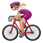 Emoji 🚴🏼‍♀️ Ciclista Donna: Carnagione Abbastanza Chiara su WhatsApp 2.19.352.