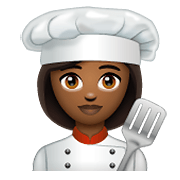 👩🏾‍🍳 Emoji Cocinera: Tono De Piel Oscuro Medio en WhatsApp 2.19.352.