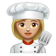 Emoji 👩🏼‍🍳 Cuoca: Carnagione Abbastanza Chiara su WhatsApp 2.19.352.