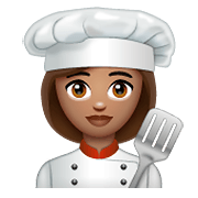 Emoji 👩🏽‍🍳 Cuoca: Carnagione Olivastra su WhatsApp 2.19.352.
