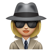 Emoji 🕵🏼‍♀️ Investigatrice: Carnagione Abbastanza Chiara su WhatsApp 2.19.352.