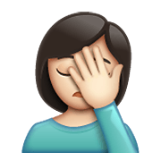 Emoji 🤦🏻‍♀️ Donna Esasperata: Carnagione Chiara su WhatsApp 2.19.352.