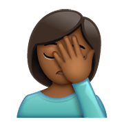 Emoji 🤦🏾‍♀️ Donna Esasperata: Carnagione Abbastanza Scura su WhatsApp 2.19.352.