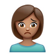 🙍🏽‍♀️ Emoji missmutige Frau: mittlere Hautfarbe WhatsApp 2.19.352.