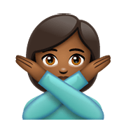 🙅🏾‍♀️ Emoji Mujer Haciendo El Gesto De «no»: Tono De Piel Oscuro Medio en WhatsApp 2.19.352.