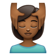 💆🏾‍♀️ Emoji Frau, die eine Kopfmassage bekommt: mitteldunkle Hautfarbe WhatsApp 2.19.352.