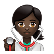 👩🏿‍⚕️ Emoji Mulher Profissional Da Saúde: Pele Escura na WhatsApp 2.19.352.