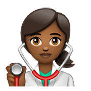👩🏾‍⚕️ Emoji Profesional Sanitario Mujer: Tono De Piel Oscuro Medio en WhatsApp 2.19.352.