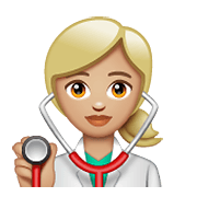 👩🏼‍⚕️ Emoji Profesional Sanitario Mujer: Tono De Piel Claro Medio en WhatsApp 2.19.352.