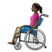 👩🏿‍🦽 Emoji Frau in manuellem Rollstuhl: dunkle Hautfarbe WhatsApp 2.19.352.