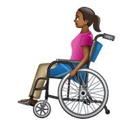 👩🏾‍🦽 Emoji Frau in manuellem Rollstuhl: mitteldunkle Hautfarbe WhatsApp 2.19.352.