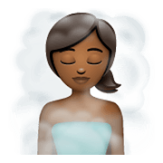 🧖🏾‍♀️ Emoji Mujer En Una Sauna: Tono De Piel Oscuro Medio en WhatsApp 2.19.352.