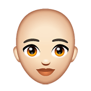 👩🏻‍🦲 Emoji Mujer: Tono De Piel Claro Y Sin Pelo en WhatsApp 2.19.352.