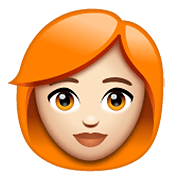 👩🏻‍🦰 Emoji Frau: helle Hautfarbe, rotes Haar WhatsApp 2.19.352.