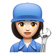 Emoji 👩🏻‍🔧 Meccanico Donna: Carnagione Chiara su WhatsApp 2.19.352.