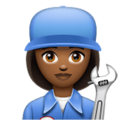 Emoji 👩🏾‍🔧 Meccanico Donna: Carnagione Abbastanza Scura su WhatsApp 2.19.352.