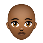 👩🏾‍🦲 Emoji Frau: mitteldunkle Hautfarbe, Glatze WhatsApp 2.19.352.