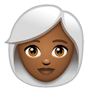 👩🏾‍🦳 Emoji Frau: mitteldunkle Hautfarbe, weißes Haar WhatsApp 2.19.352.