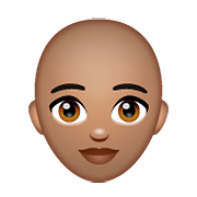 👩🏽‍🦲 Emoji Mujer: Tono De Piel Medio Y Sin Pelo en WhatsApp 2.19.352.