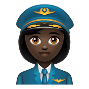 👩🏿‍✈️ Emoji Piloto De Avião Mulher: Pele Escura na WhatsApp 2.19.352.