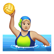 🤽🏼‍♀️ Emoji Mulher Jogando Polo Aquático: Pele Morena Clara na WhatsApp 2.19.352.