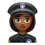👮🏾‍♀️ Emoji Policial Mulher: Pele Morena Escura na WhatsApp 2.19.352.