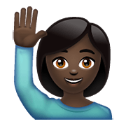 🙋🏿‍♀️ Emoji Frau mit erhobenem Arm: dunkle Hautfarbe WhatsApp 2.19.352.