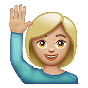 🙋🏼‍♀️ Emoji Frau mit erhobenem Arm: mittelhelle Hautfarbe WhatsApp 2.19.352.