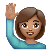 🙋🏽‍♀️ Emoji Mulher Levantando A Mão: Pele Morena na WhatsApp 2.19.352.