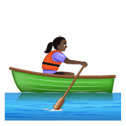 🚣🏿‍♀️ Emoji Frau im Ruderboot: dunkle Hautfarbe WhatsApp 2.19.352.