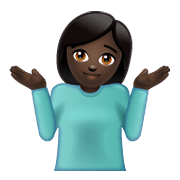 Emoji 🤷🏿‍♀️ Donna Che Scrolla Le Spalle: Carnagione Scura su WhatsApp 2.19.352.
