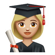 Emoji 👩🏼‍🎓 Studentessa: Carnagione Abbastanza Chiara su WhatsApp 2.19.352.