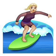 Émoji 🏄🏼‍♀️ Surfeuse : Peau Moyennement Claire sur WhatsApp 2.19.352.